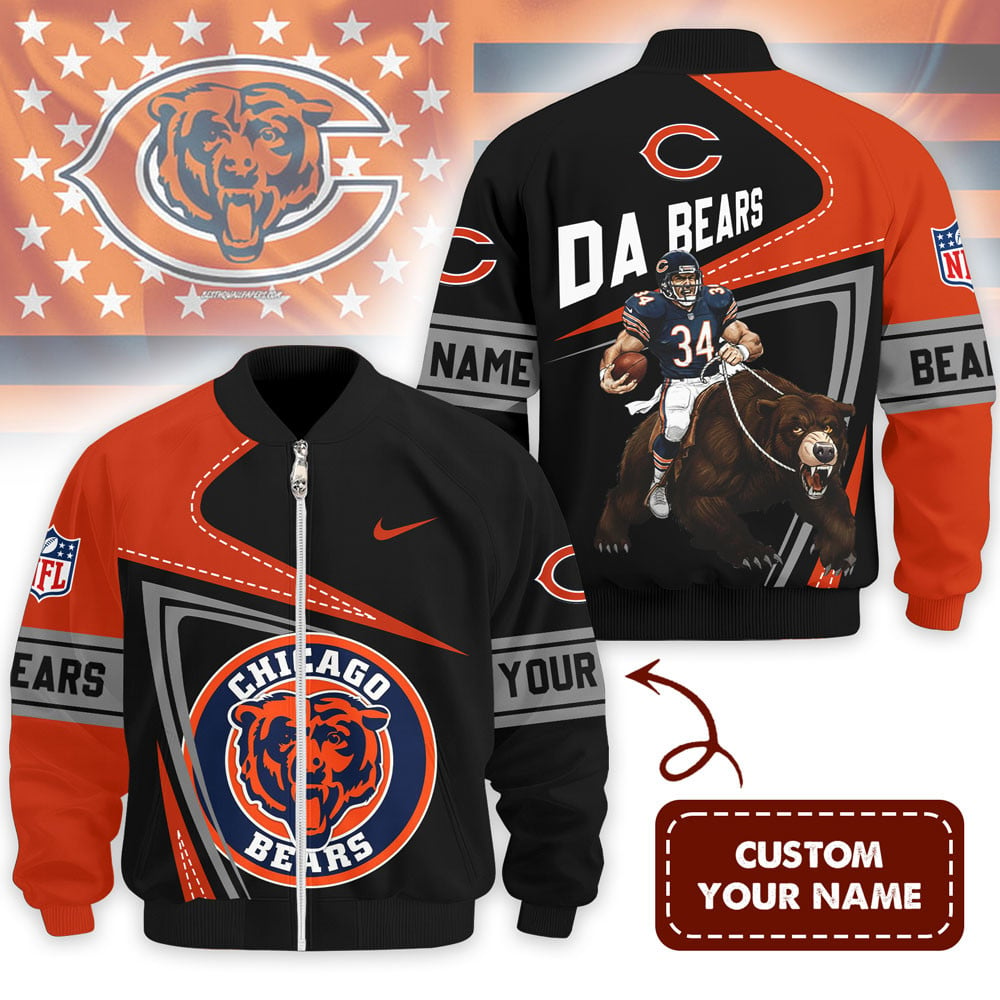 CHI Premium NFL Game Day 3D Bomber Jacket DDT NTL