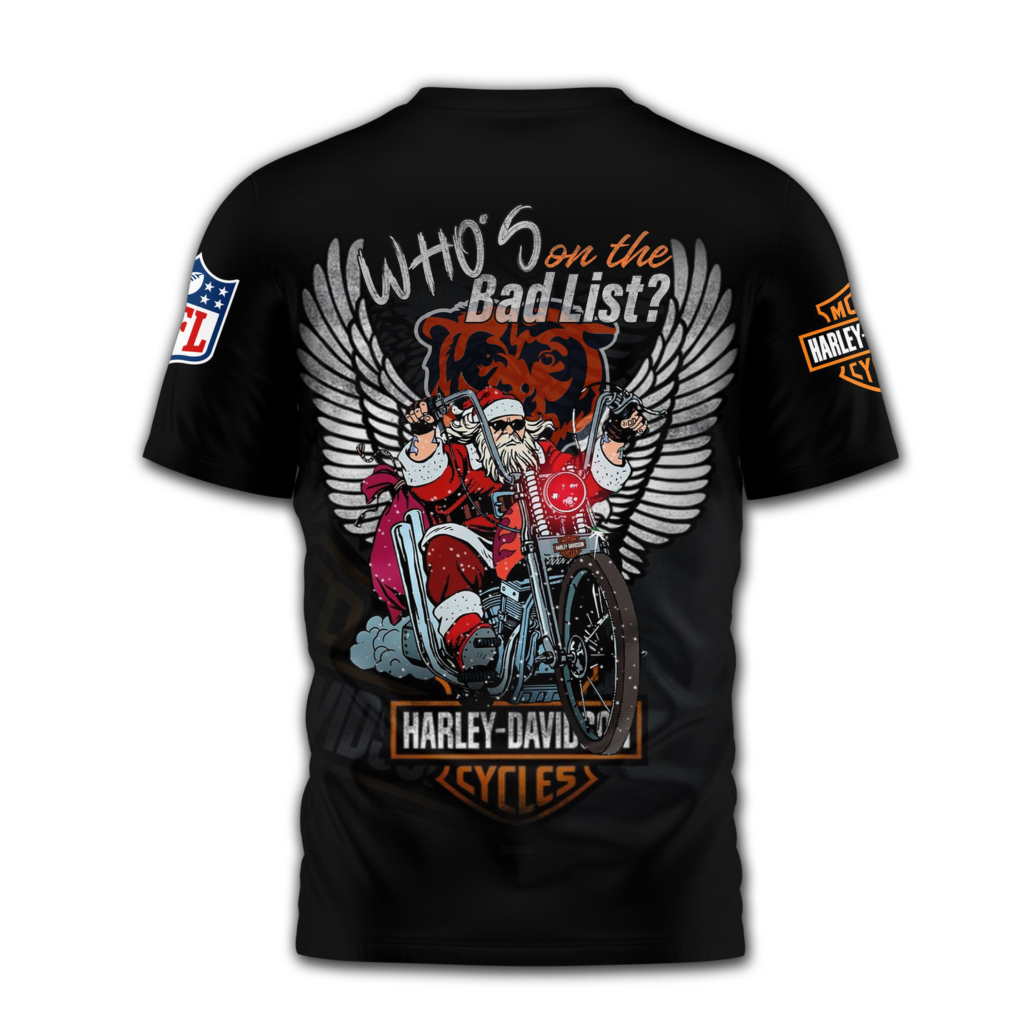 CHI Premium NFL Harley-Davidson Santa Claus 3D Shirt DDT NTL