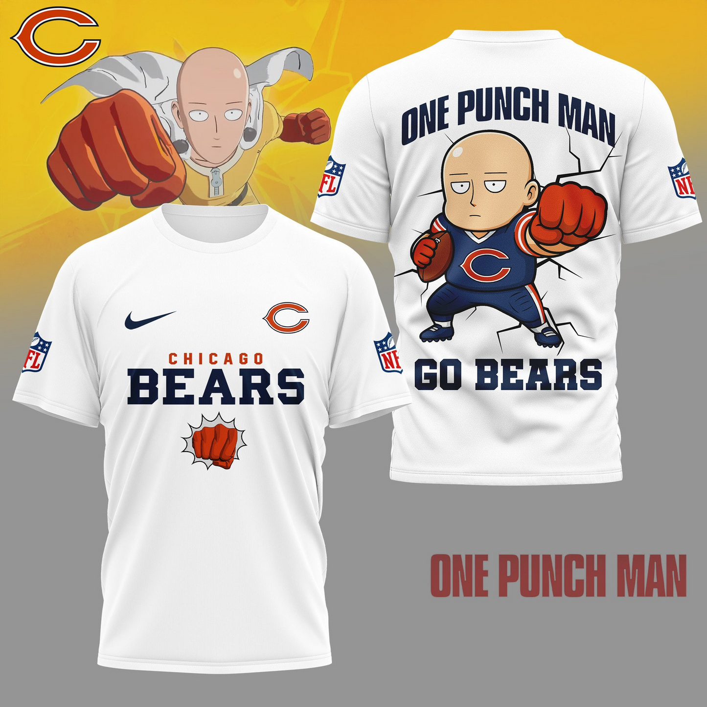 CHI Premium NFL One Punch Man Fan 3D Shirt DDT NTL