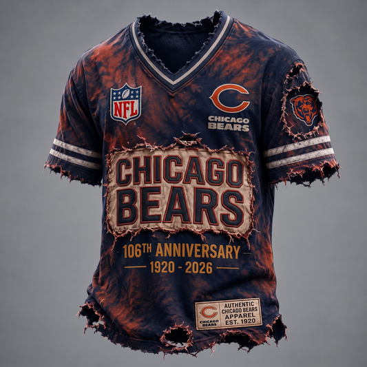 CHI X Custom Football Fan Distressed V-Neck Shirt