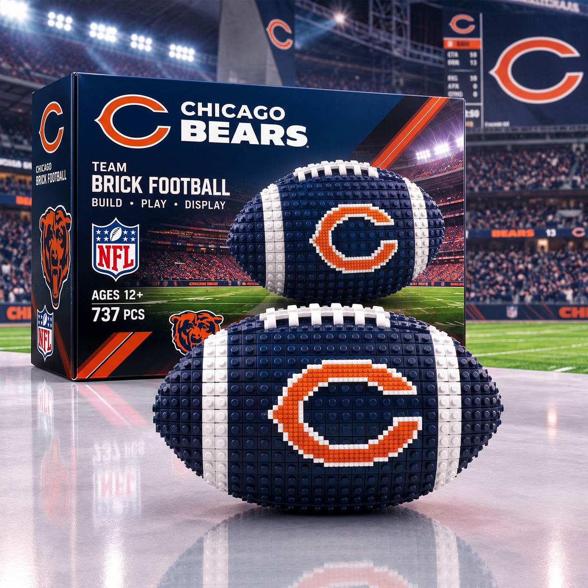 CHI X NFL Team Brick Football Building Set – 3D Bricks Collector Model