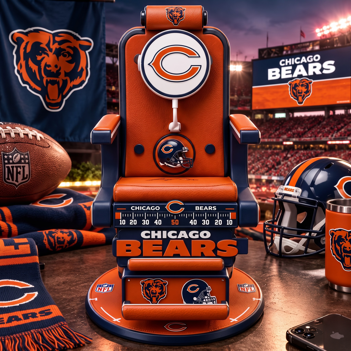 CHI X Personalized NFL Fan Barber Chair Desk Phone Stand