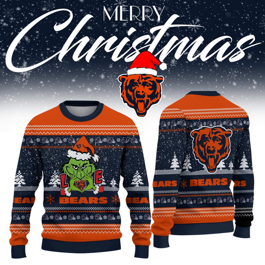 CHI x NFL Love Football Ugly Christmas Sweater DDT NTL