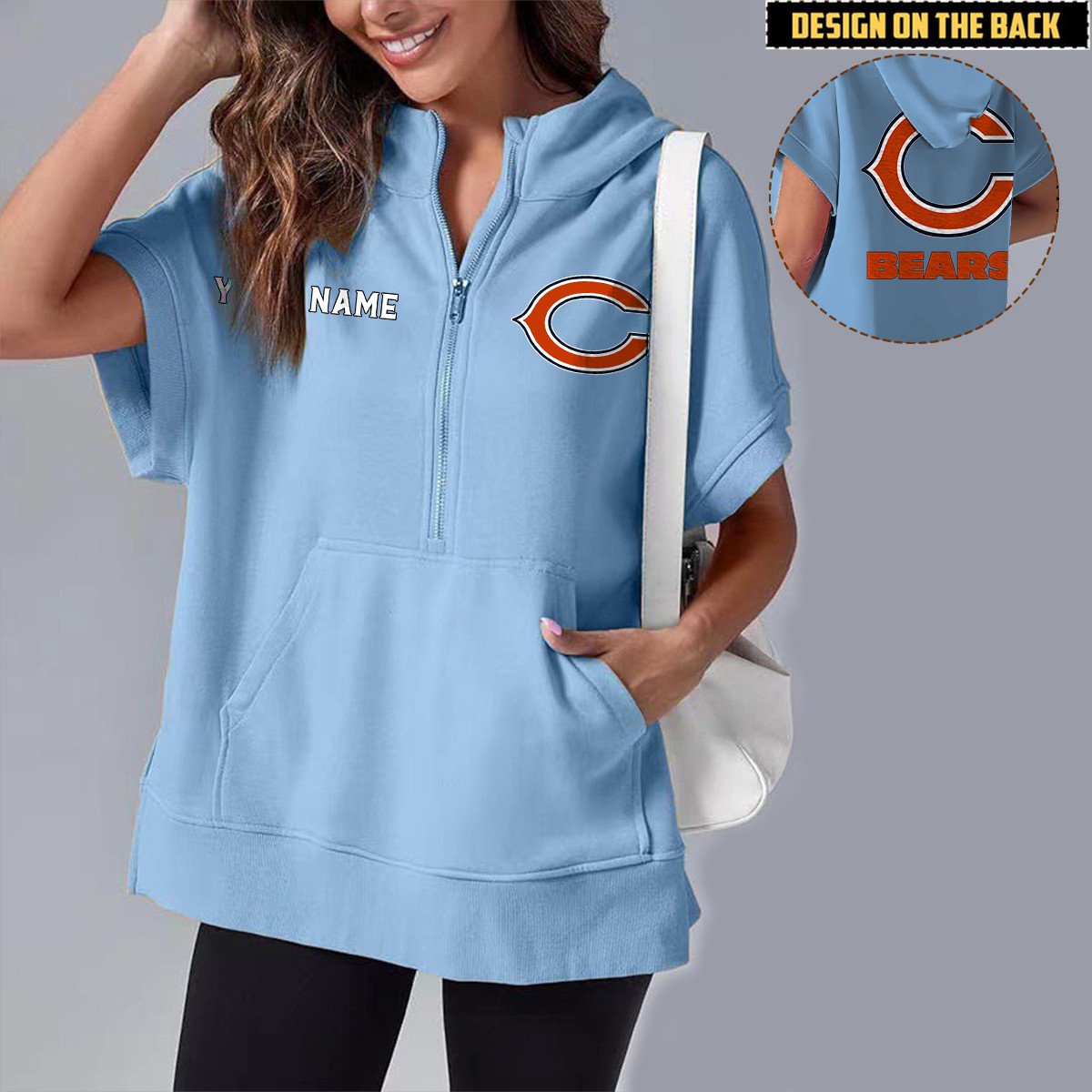 CHI x NFL Short Sleeve Zip Hoodie DATND TANTD