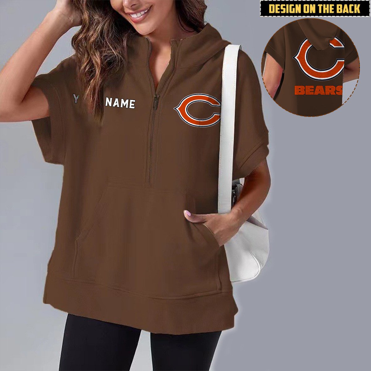 CHI x NFL Short Sleeve Zip Hoodie DATND TANTD
