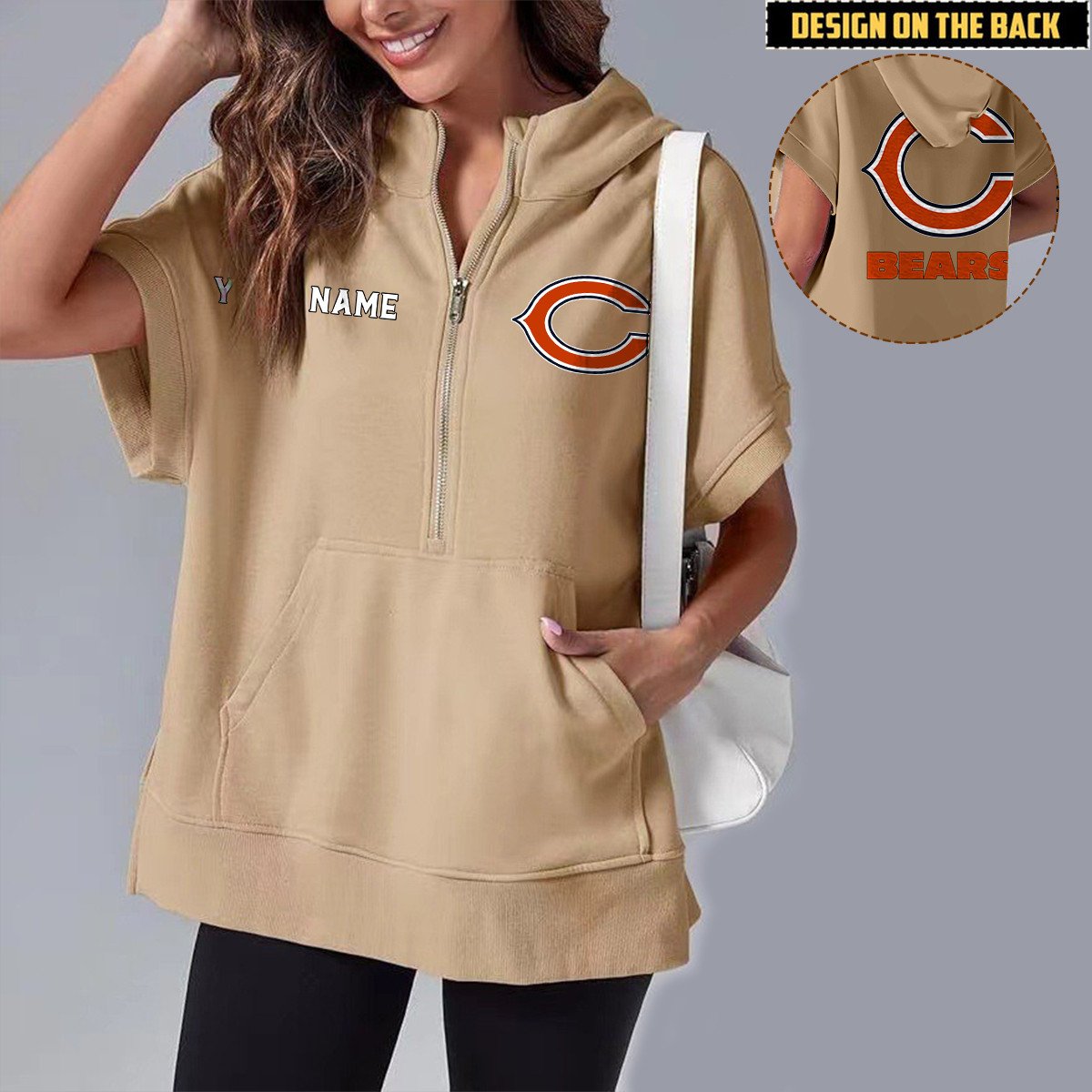 CHI x NFL Short Sleeve Zip Hoodie DATND TANTD