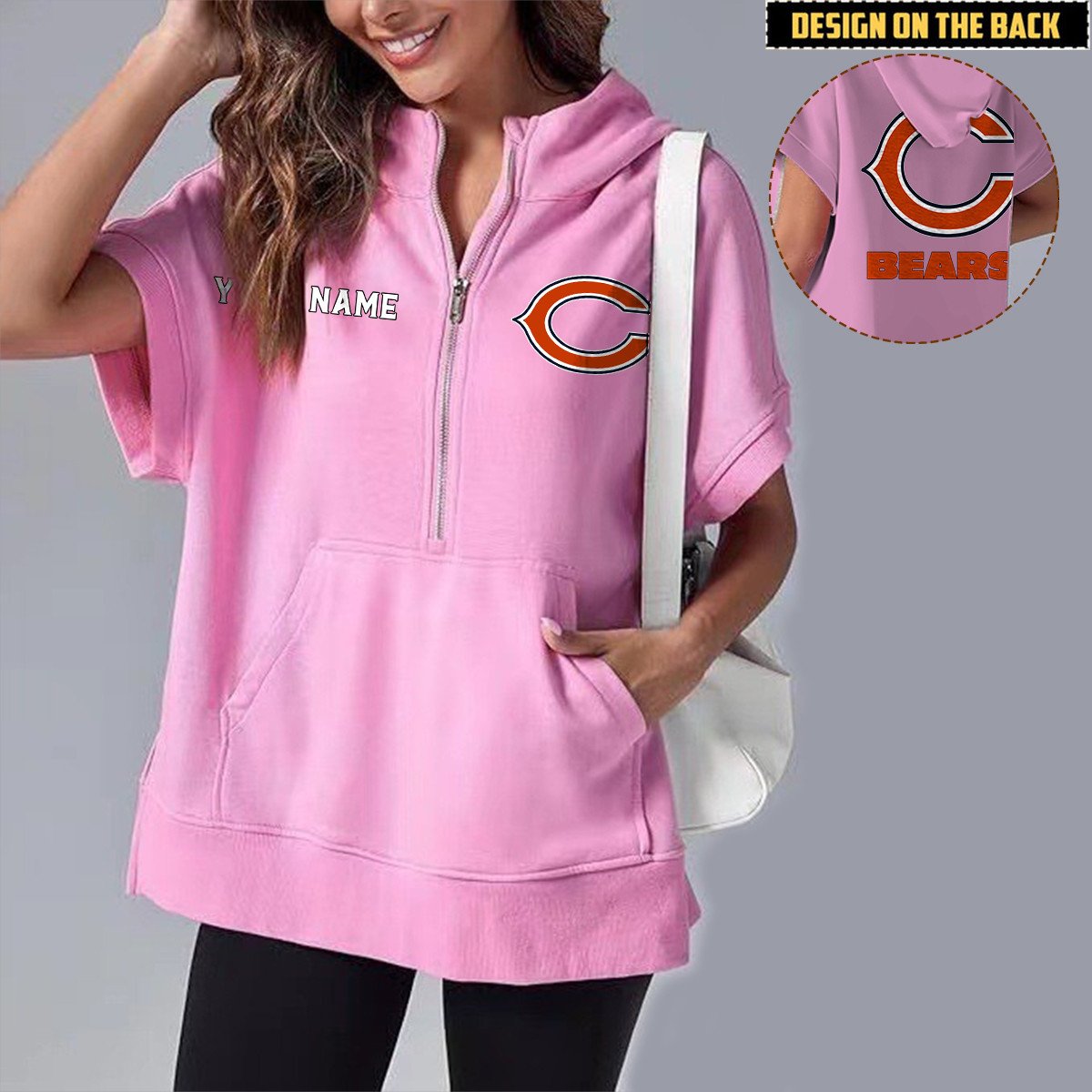 CHI x NFL Short Sleeve Zip Hoodie DATND TANTD
