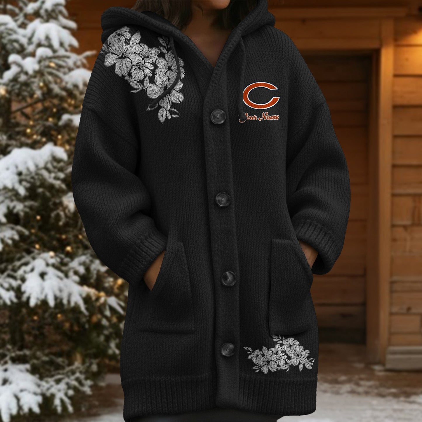 CHI x NFL Women's Casual Knitted Hooded Cardigan DATND TANTD 211125