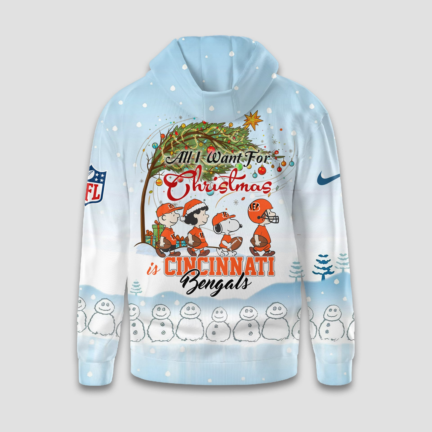 CIN Premium NFL Peanuts Snow Day Hoodie DDT CTND
