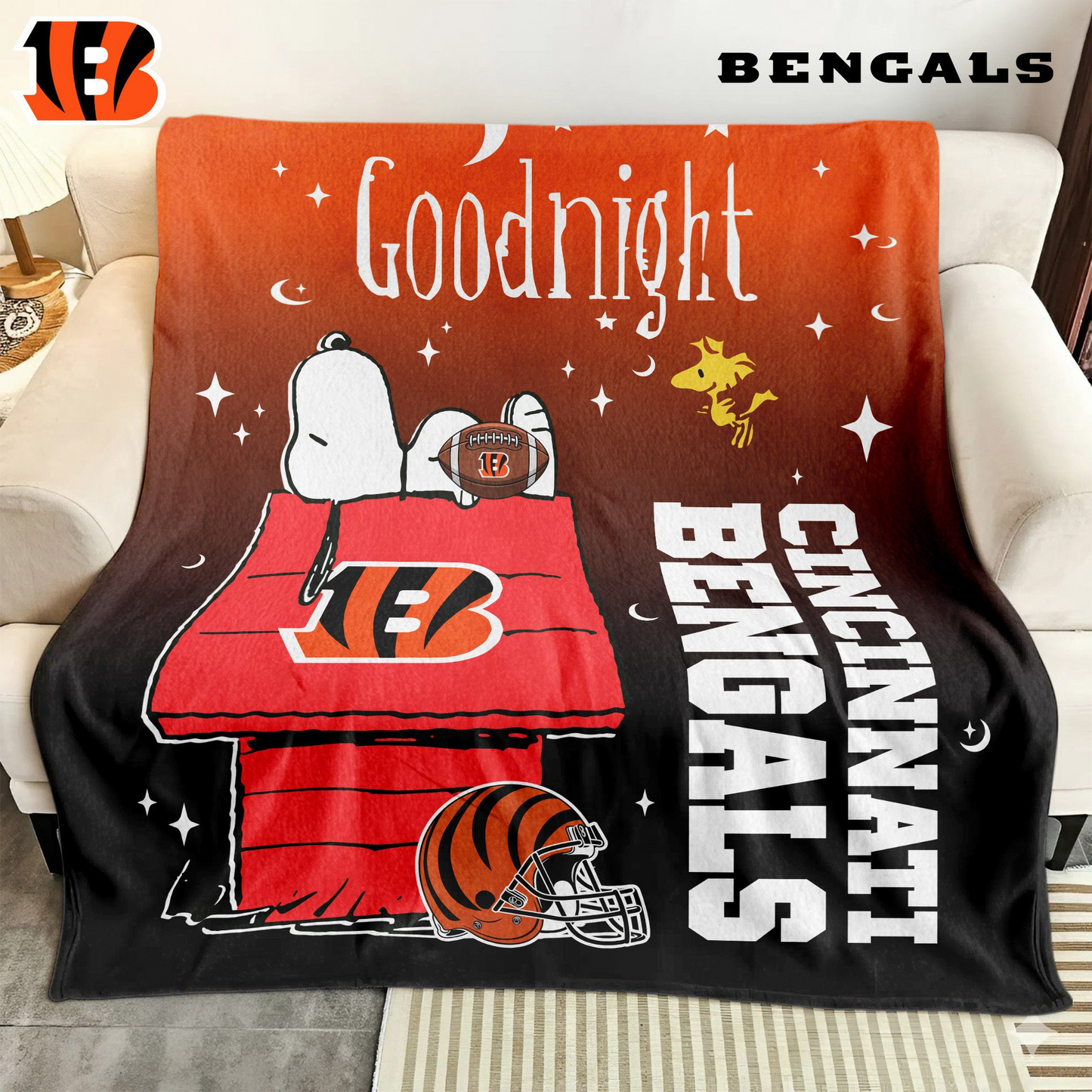 CIN Premium NFL Snoopy Fan Blanket DDT NTL