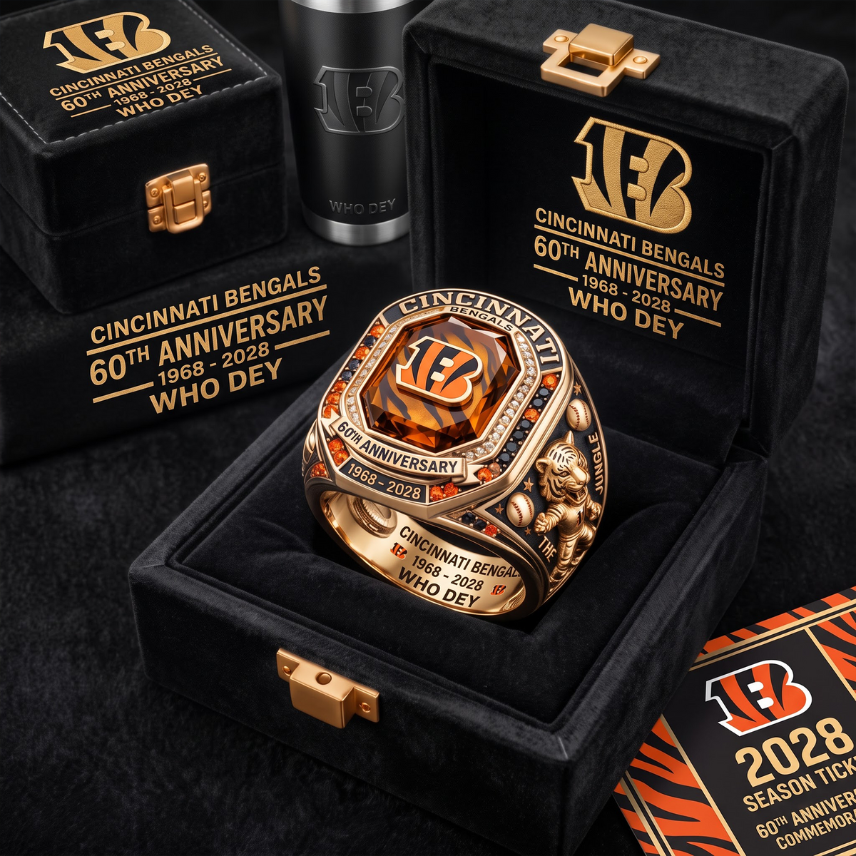CIN X Custom NFL Team Anniversary Collector's Ring Set