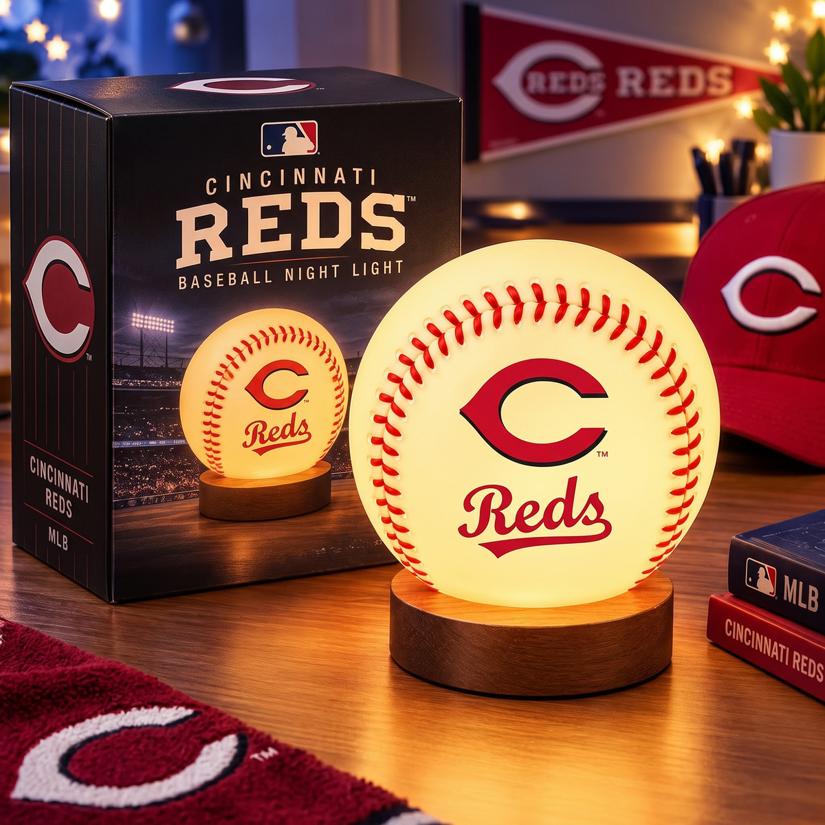 CIN X MLB Baseball Night Light Lamp