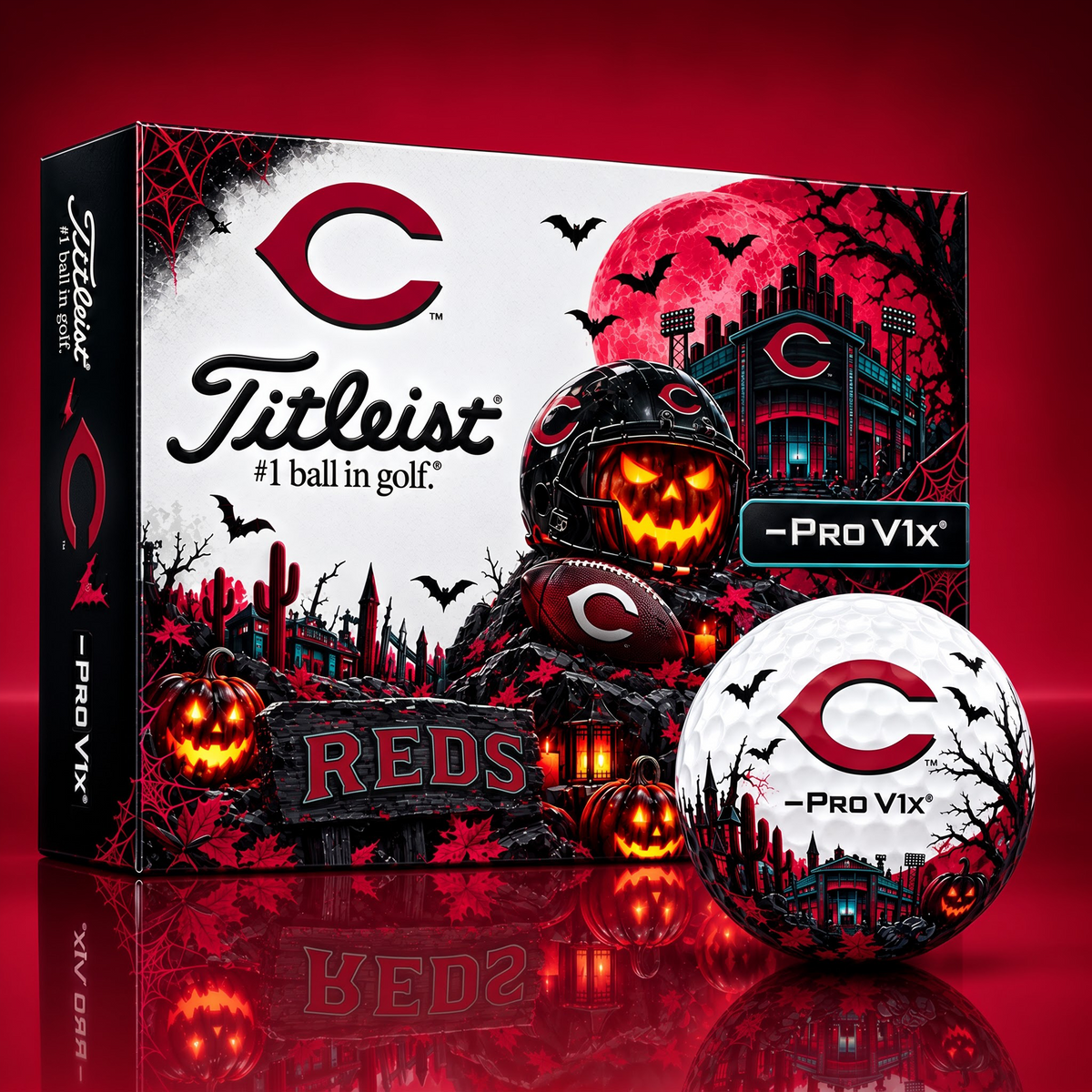 CIN X MLB Spooky Halloween Golf Balls - Titleist Pro V1 Set