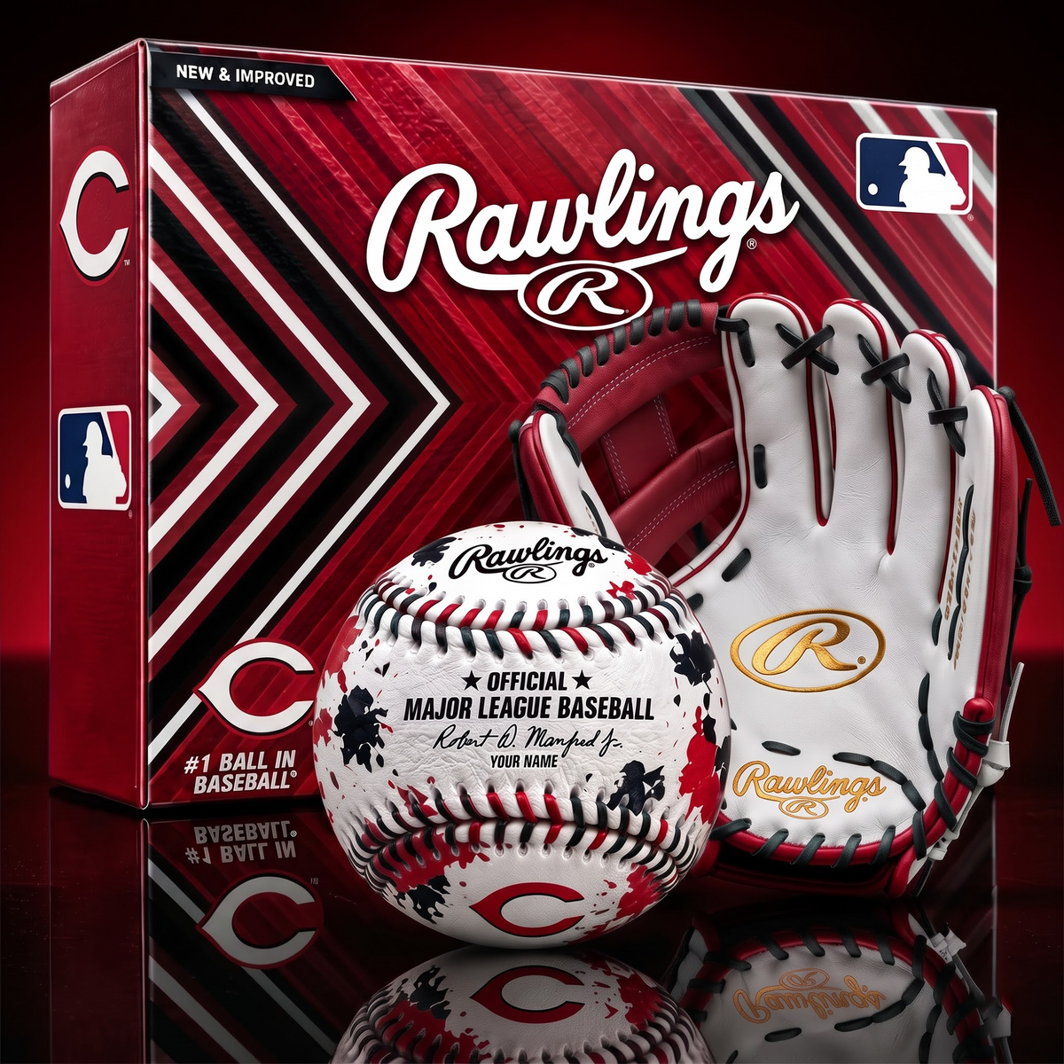 CIN X PREMIUM MLB Personalized Baseball – Custom Name Edition