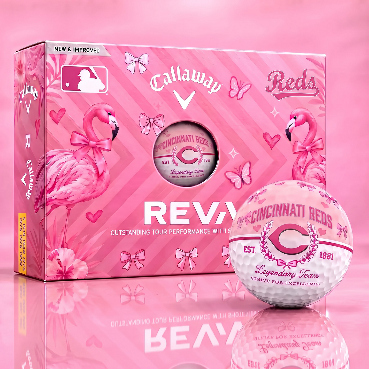 CIN x Custom MLB Pink Coquette Ladies Golf Balls