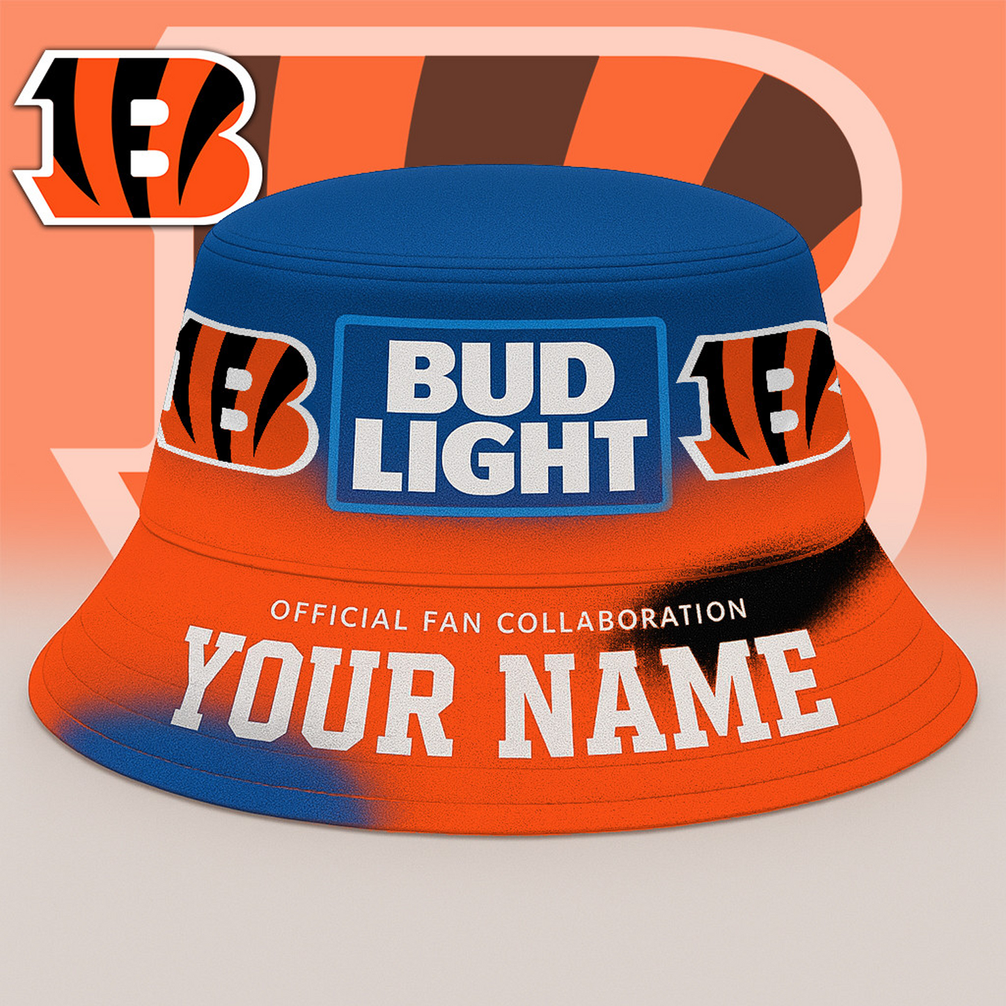 CIN x NFL Bud Light Personalized Bucket Hat DATND TANTD