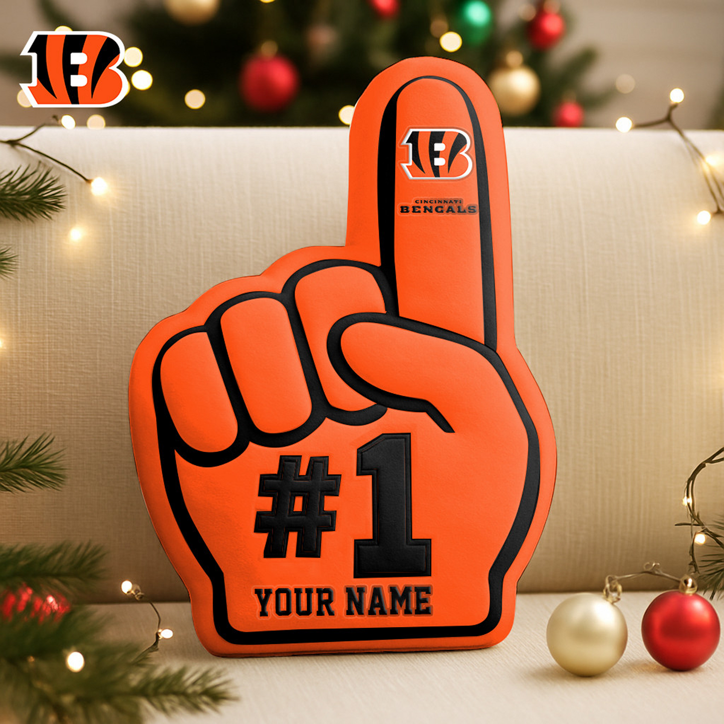 CIN x NFL Customized Shaped Pillow Christmas DATND TANTD