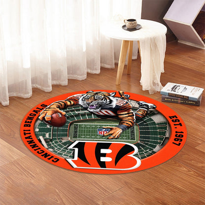 CIN x NFL Luxury 3D Round Rug DatND DVT