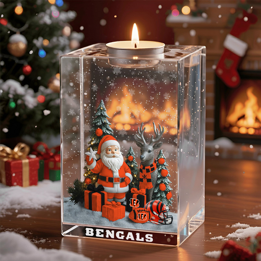 CIN x NFL Personalized Christmas Crystal Candle Holder 2211 DatND DVT