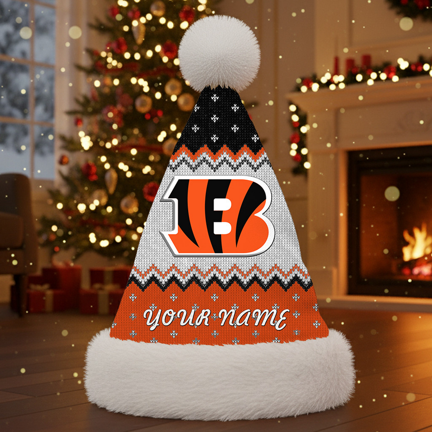 CIN x NFL Personalized Santa Hat Christmas DATND TANTD