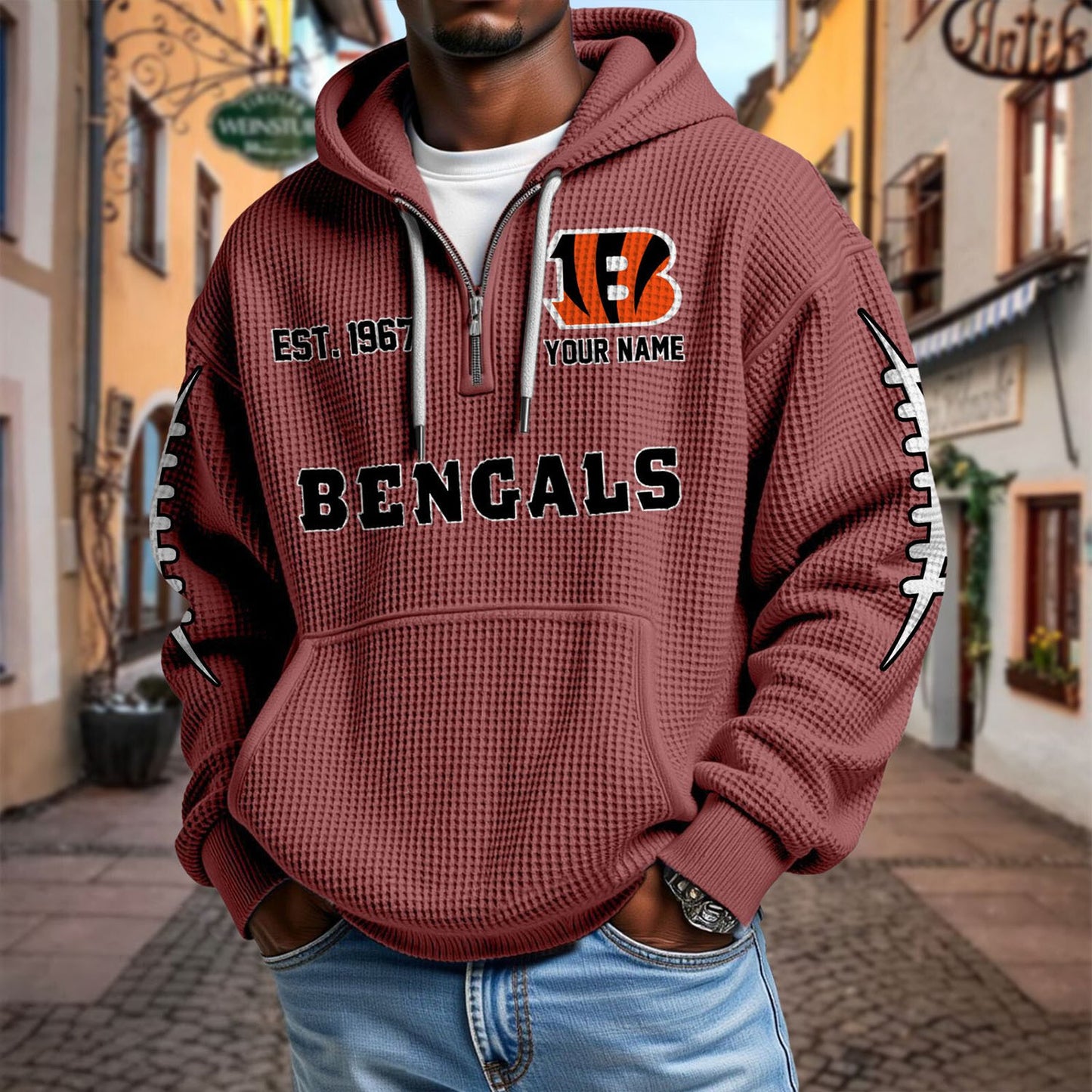 CIN x NFL Waffle Hoodie DatND DVT