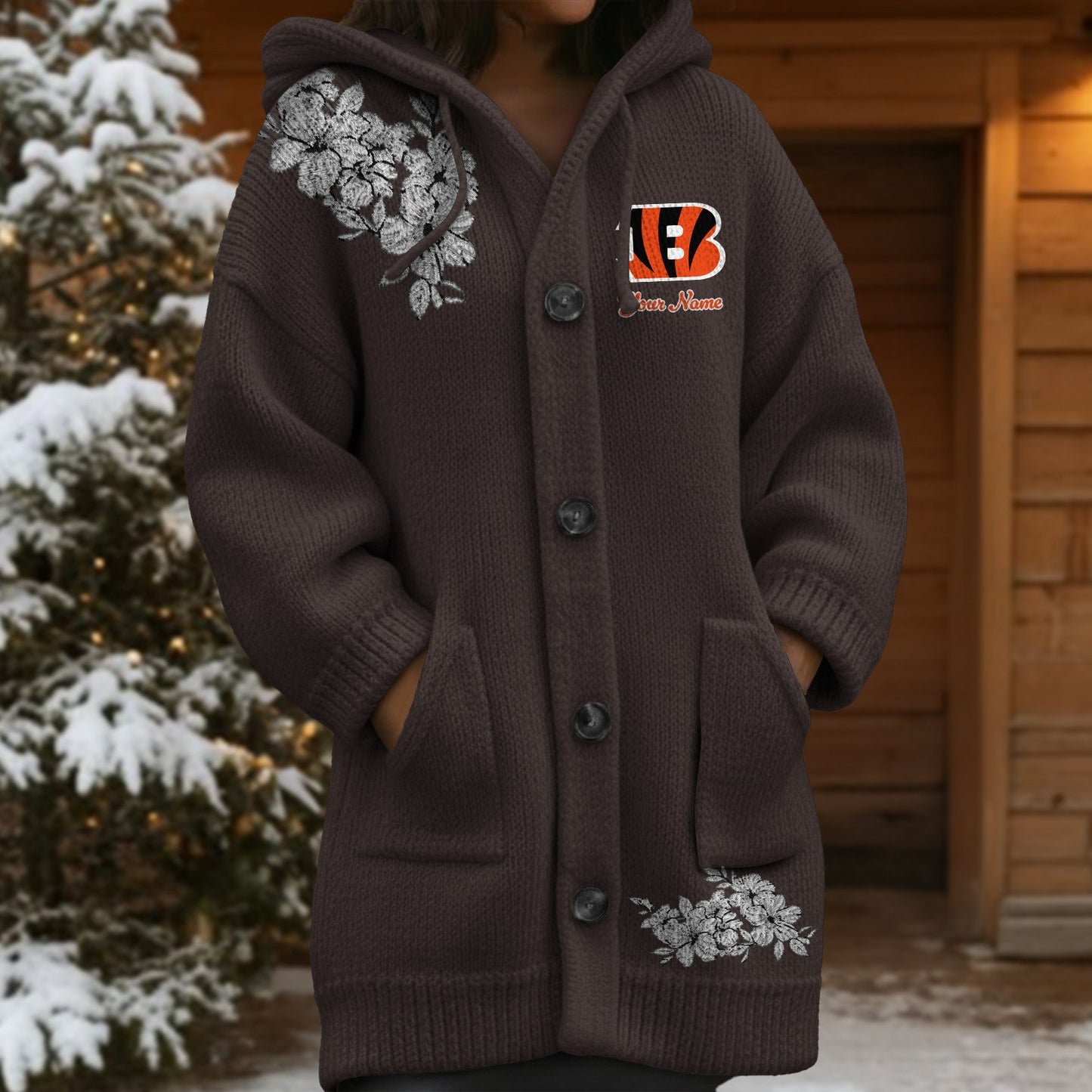 CIN x NFL Women's Casual Knitted Hooded Cardigan DATND TANTD 211125