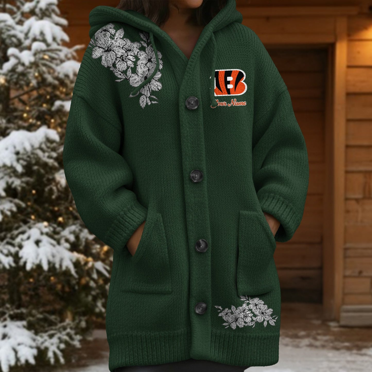 CIN x NFL Women's Casual Knitted Hooded Cardigan DATND TANTD 211125