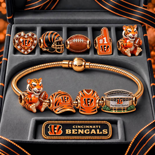 CIN x Premium NFL Fan Charm Bracelet - Pandora Style Sports Charm Set
