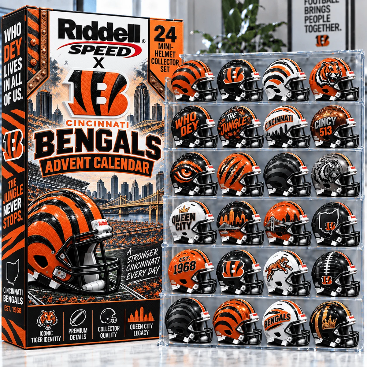 CIN x Premium NFL Mini Helmet Advent Calendar