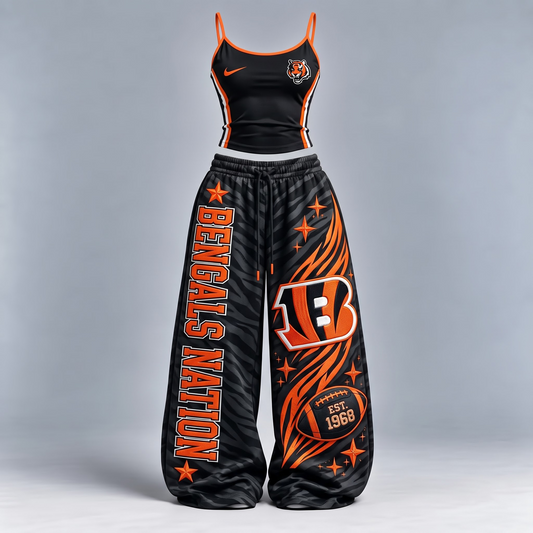 CIN x Premium NFL Sports-Inspired Cami & Wide-Leg Pants Set