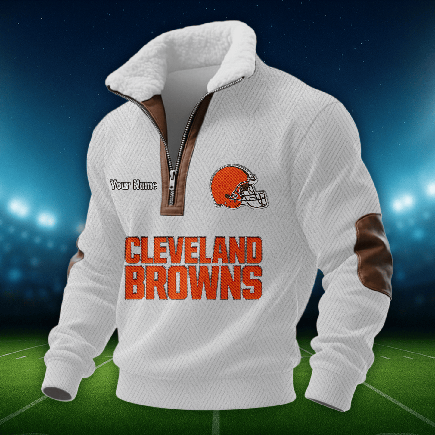 CLE NFL Men Fur Collar Sweatshirt DDT CTND