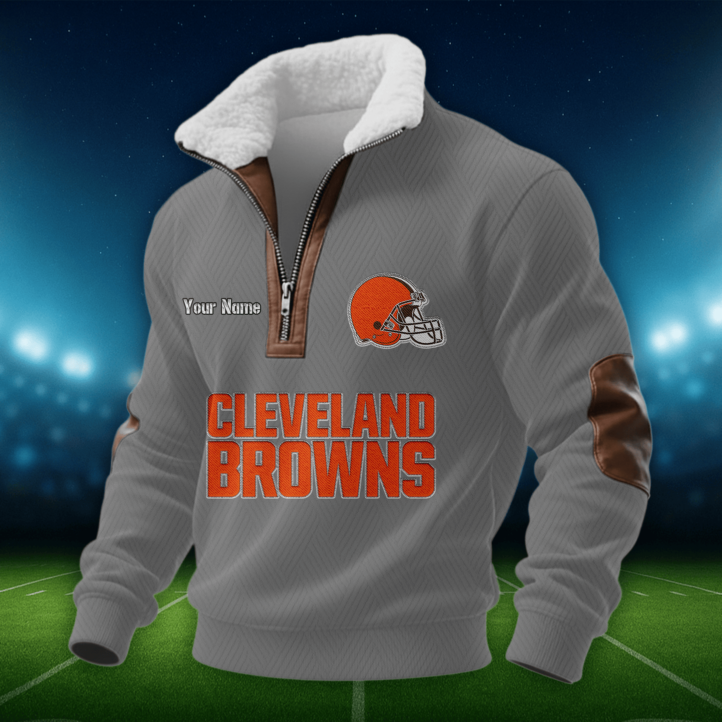 CLE NFL Men Fur Collar Sweatshirt DDT CTND
