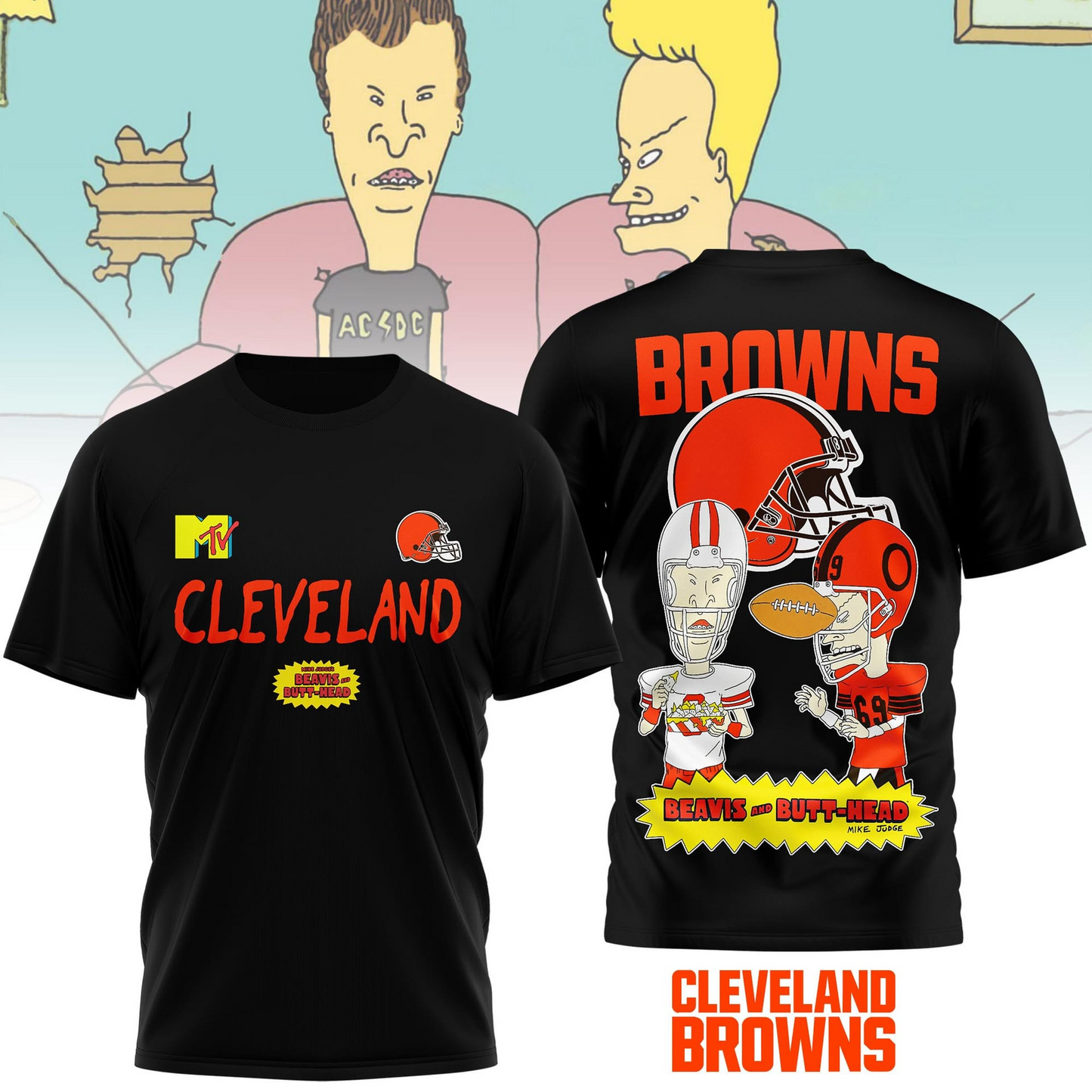 CLE Premium NFL Funny Beavis and Butt-Head Shirt DDT NTL