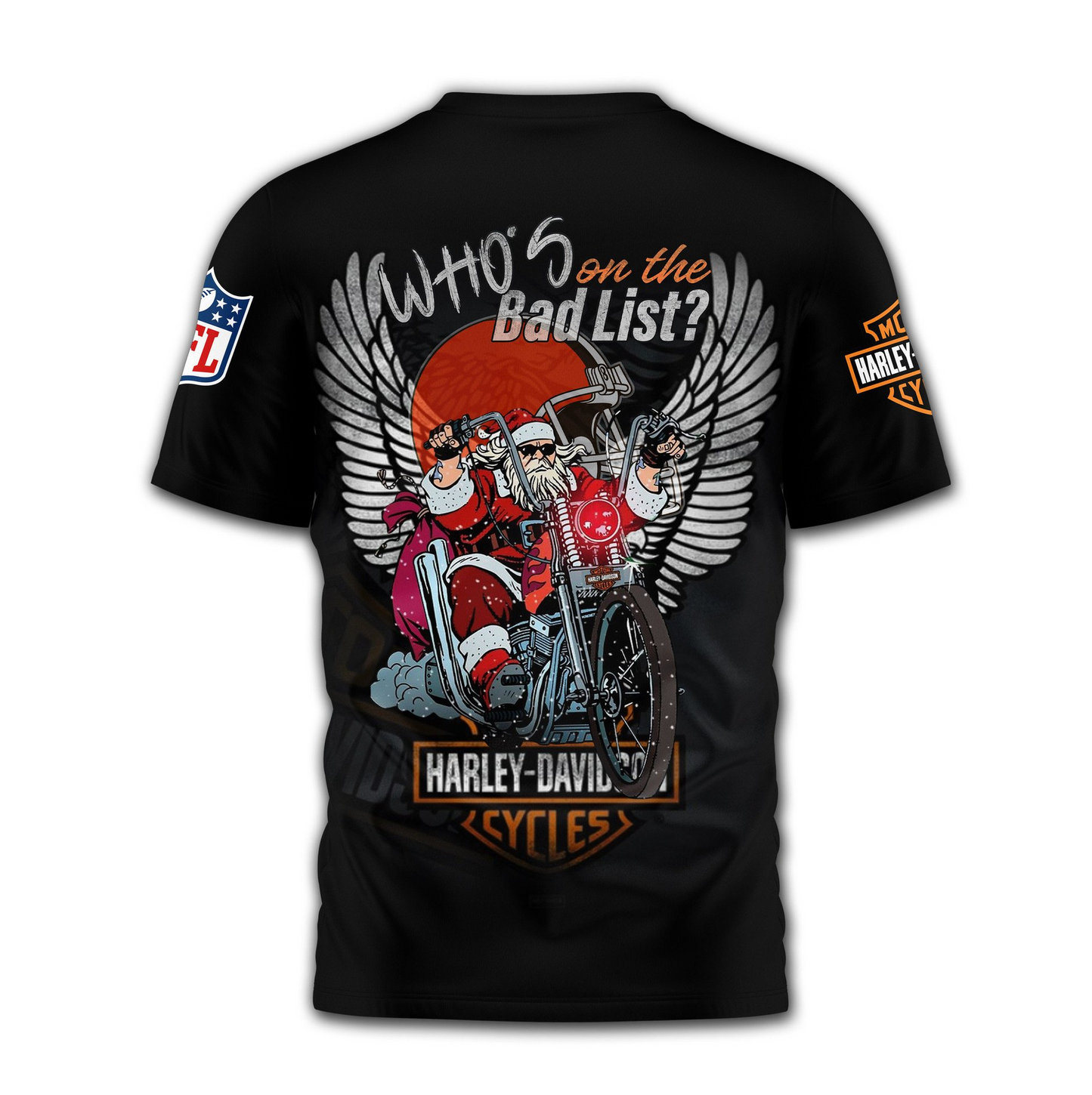 CLE Premium NFL Harley-Davidson Santa Claus 3D Shirt DDT NTL
