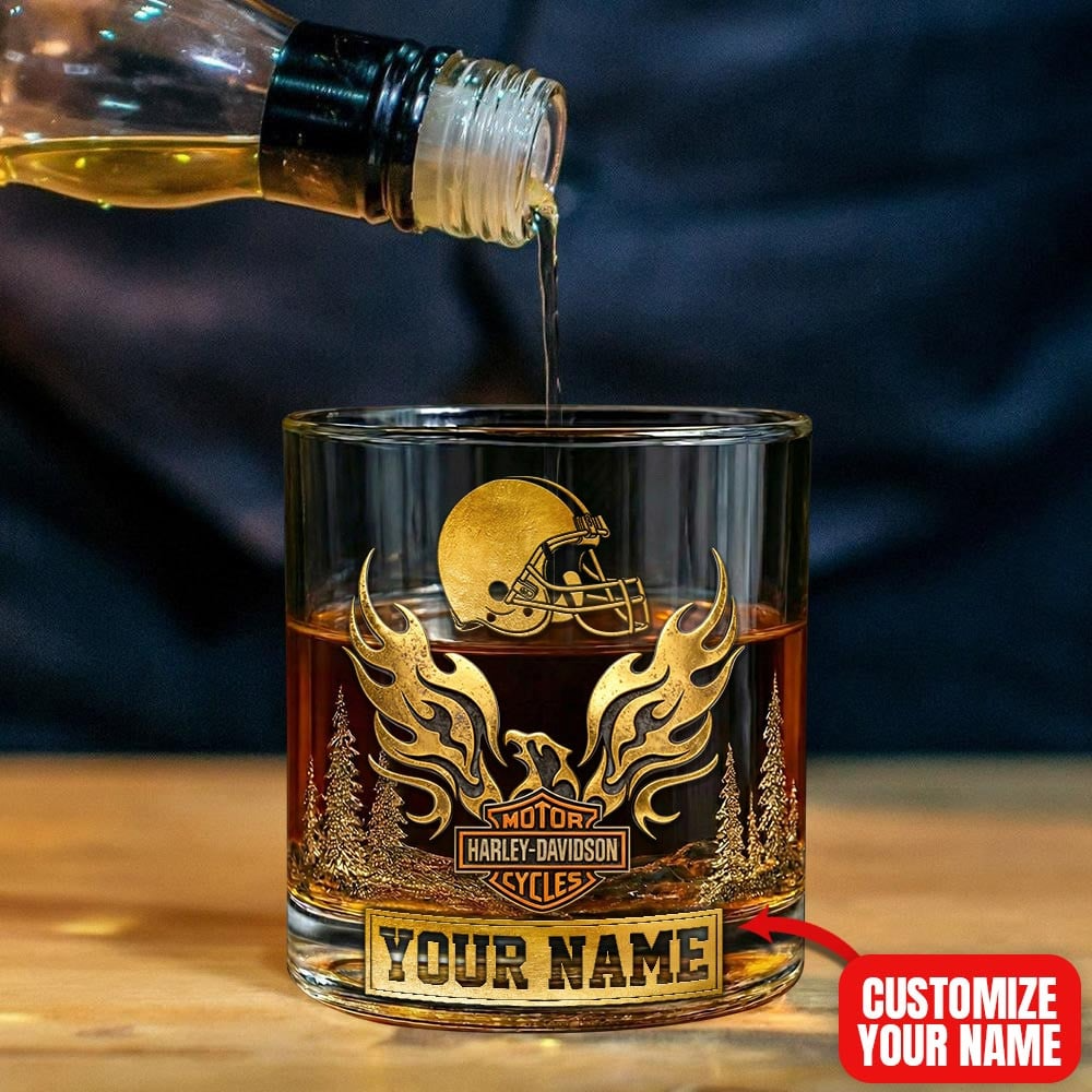 CLE Premium NFL Motorcycle Personalized Whiskey Glass DDT NTL