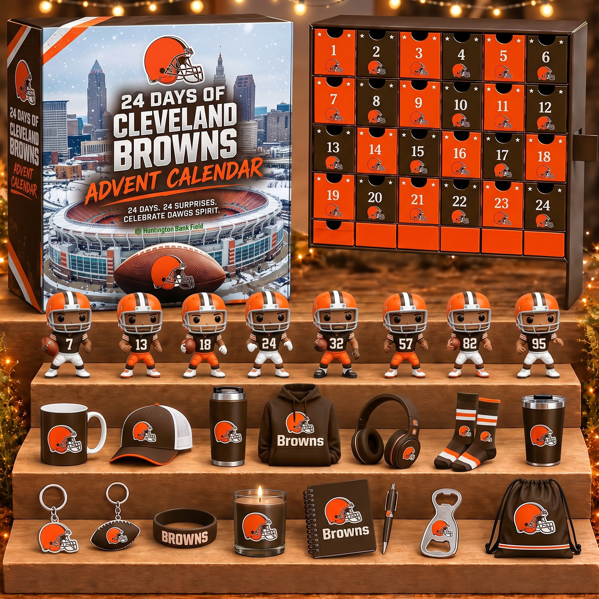 CLE X NFL Personalized 24 Days Of American Football Advent Calendar Blink Box