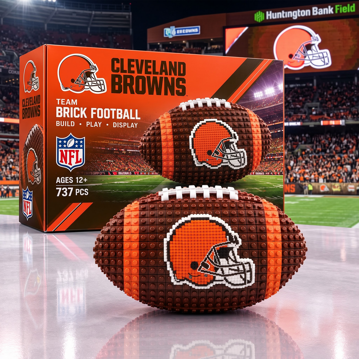 CLE X NFL Team Brick Football Building Set – 3D Bricks Collector Model