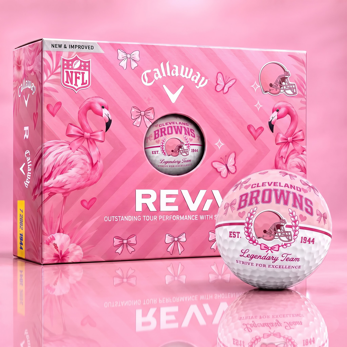 CLE x Custom NFL Pink Coquette Ladies Golf Balls