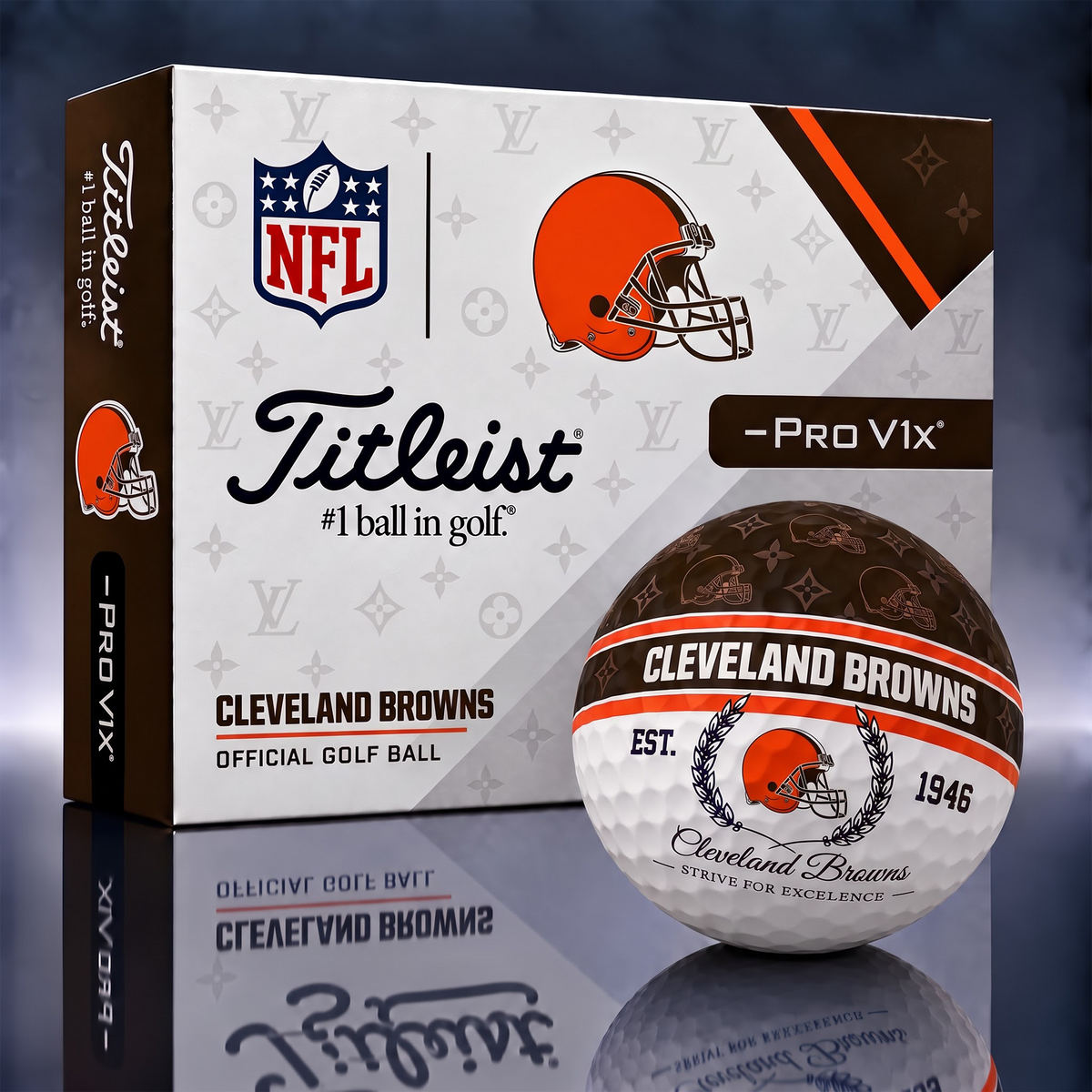 CLE x NFL Custom LV x Titleist Pro V1 Golf Balls Set