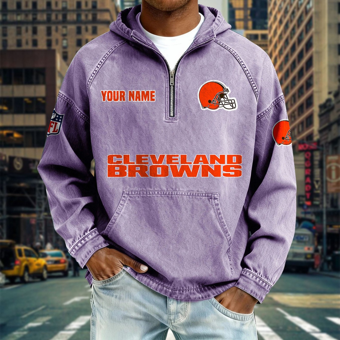CLE x NFL Denim Long - Sleeved Hooded Sweatshirt DDT NTL