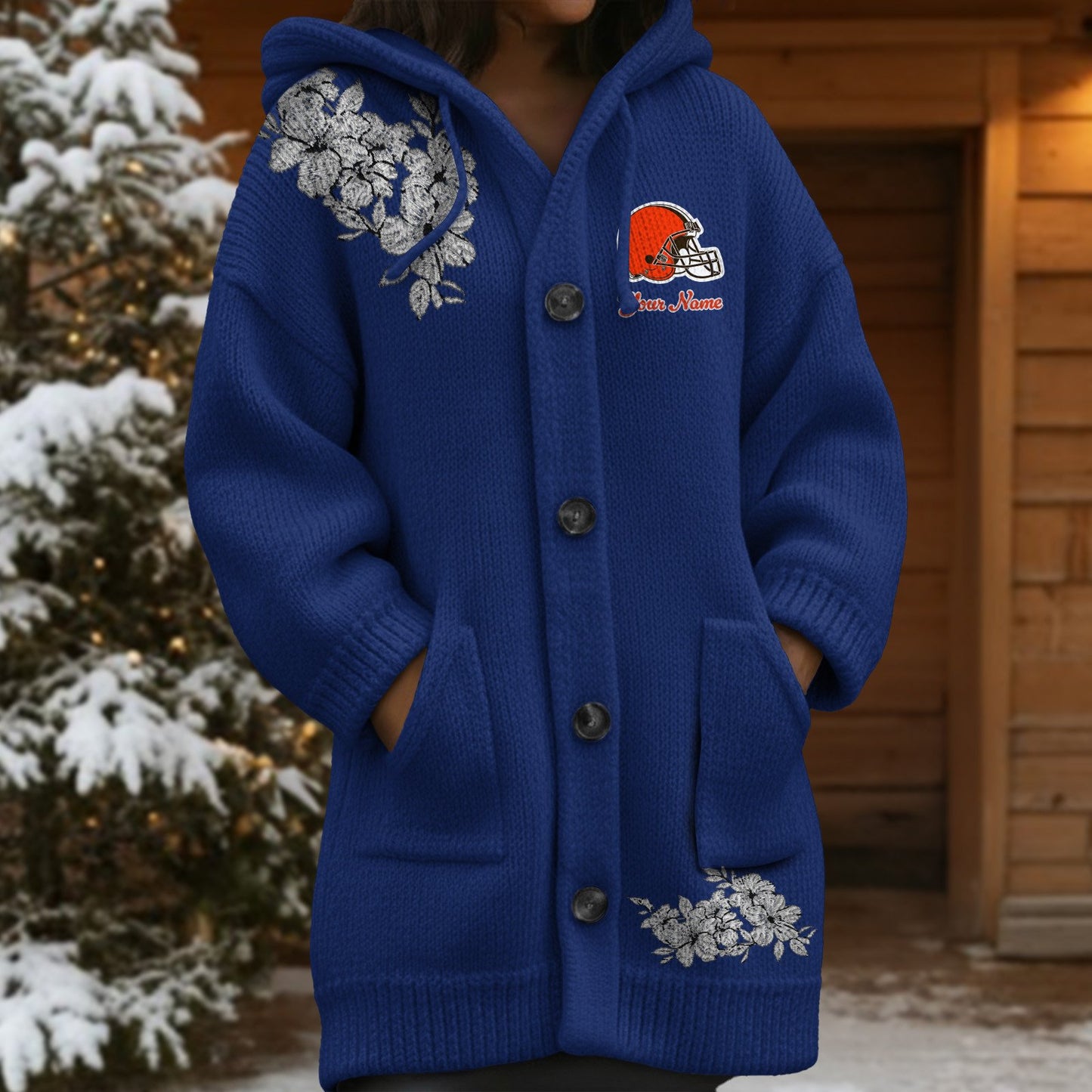 CLE x NFL Women's Casual Knitted Hooded Cardigan DATND TANTD 211125