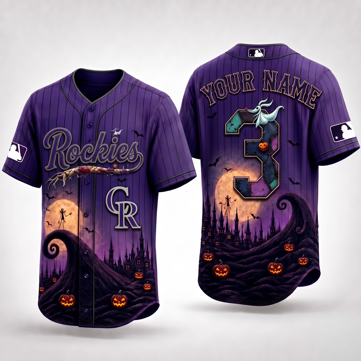 COL X Premium MLB Haunted Moon Halloween Baseball Jersey