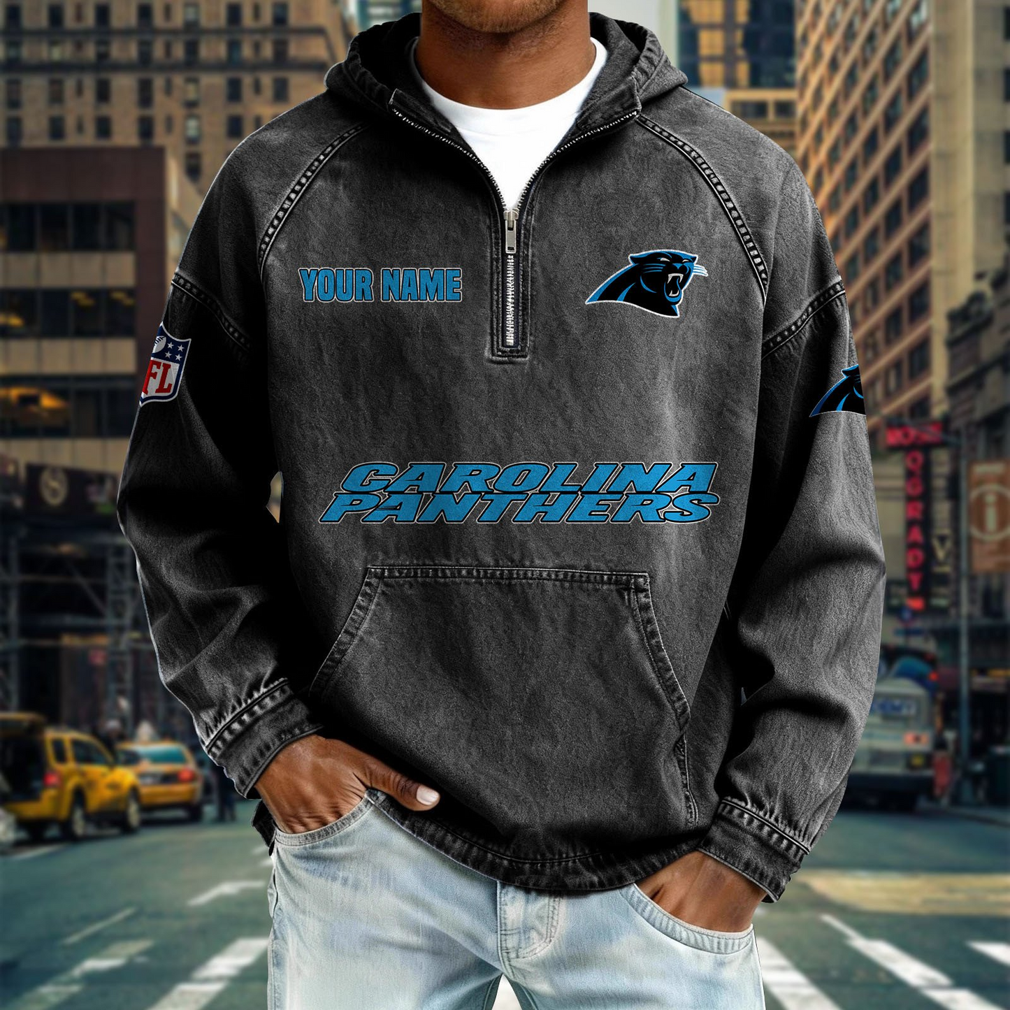 CP x NFL Denim Long - Sleeved Hooded Sweatshirt DDT NTL