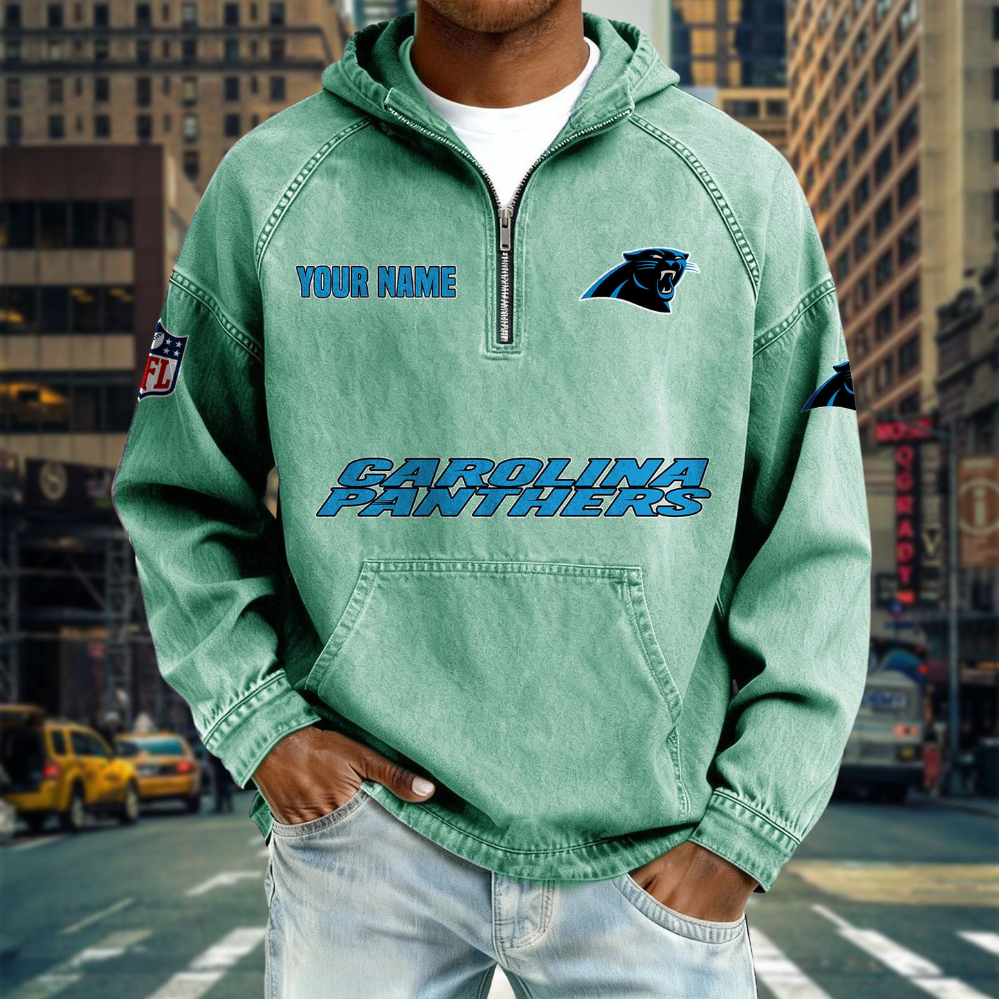 CP x NFL Denim Long - Sleeved Hooded Sweatshirt DDT NTL
