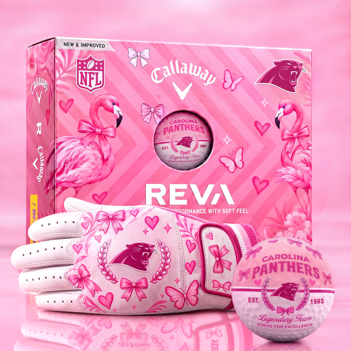 CP x NFL Pink Coquette Ladies Golf Balls & Glove Gift Box Set – Callaway REVA Edition