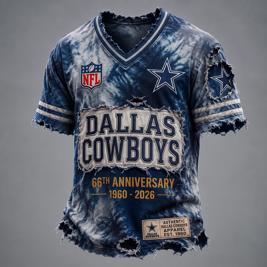 DAL X Custom Football Fan Distressed V-Neck Shirt