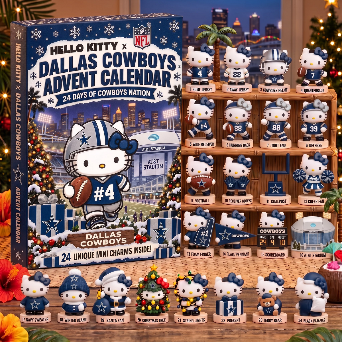 DAL X Hello Kitty x NFL Christmas Advent Calendar - 24 Days Mini Figure Gift Set