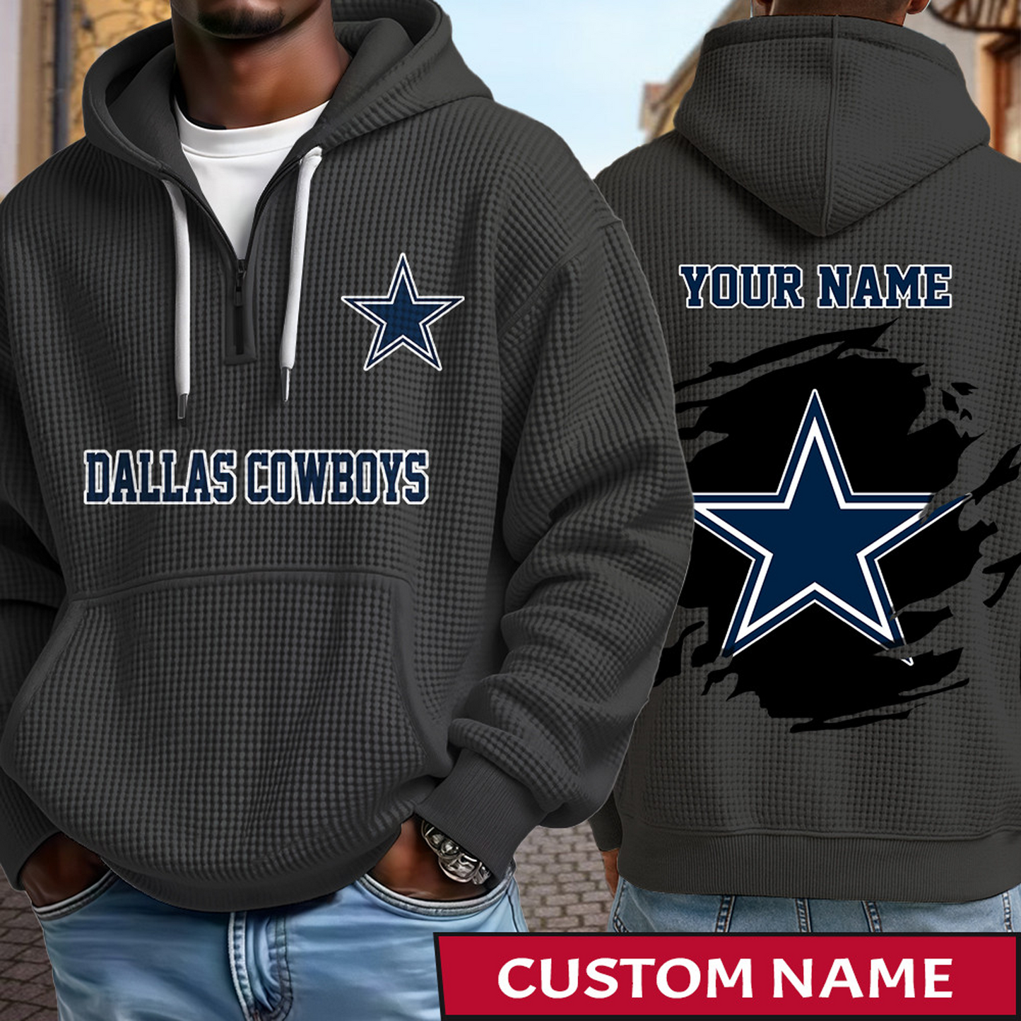 DAL x NFL Waffle Half Zip Hoodie DATND TANTD