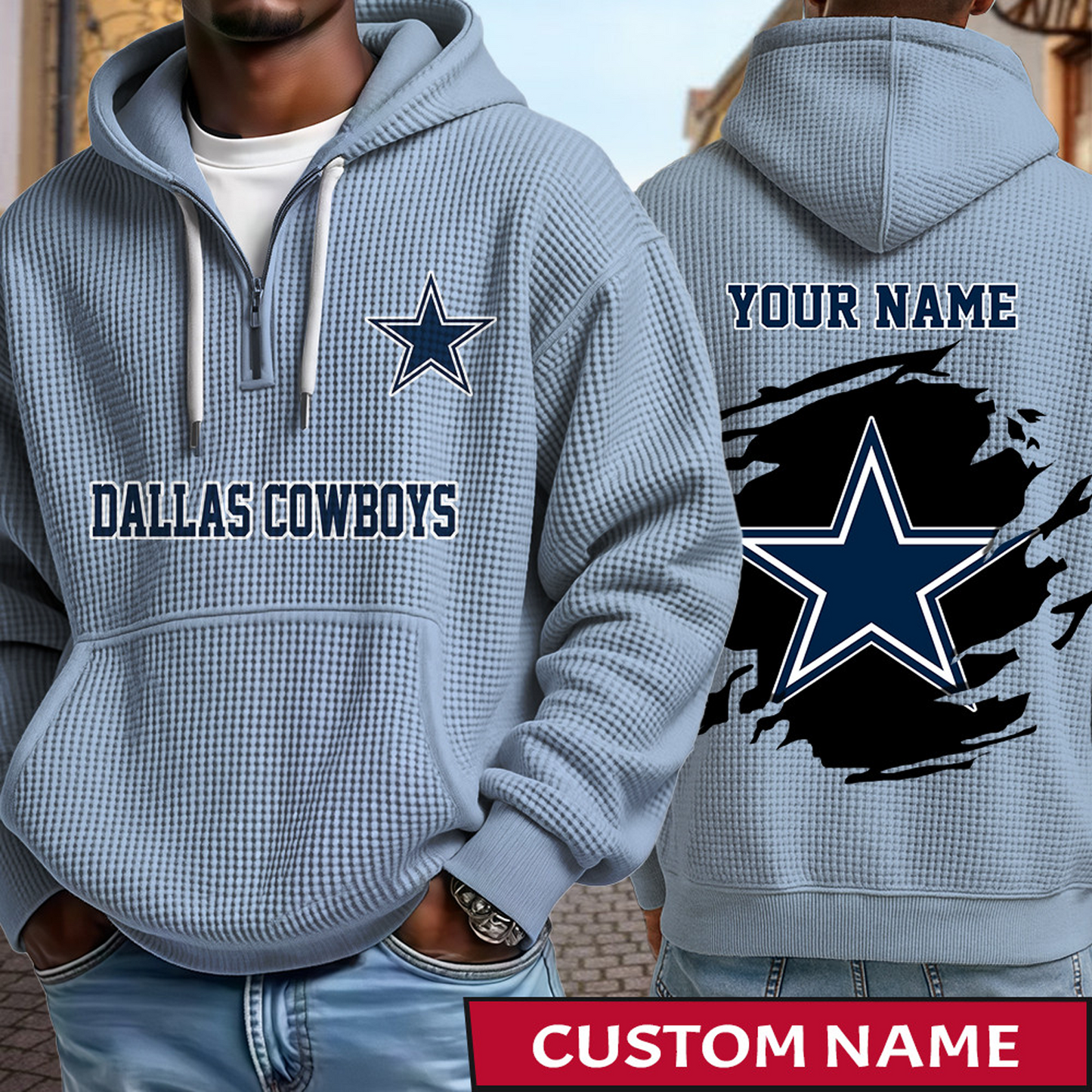 DAL x NFL Waffle Half Zip Hoodie DATND TANTD