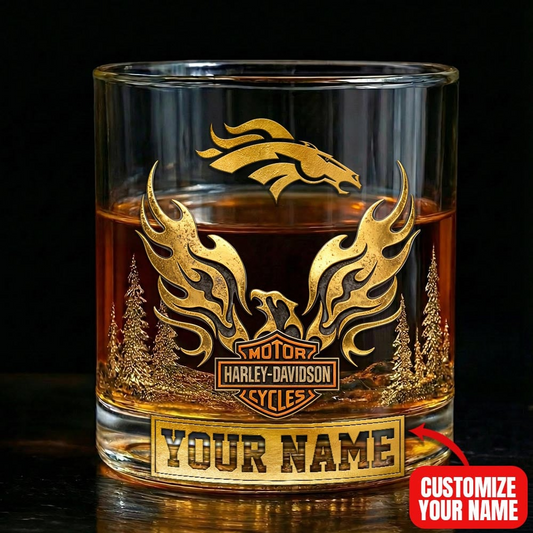 DB Premium NFL Motorcycle Personalized Whiskey Glass DDT NTL